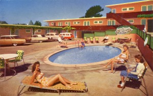 Hillcrest Motel, showing pool area, 2400 MacArthur Blvd., Oakland, California                                              